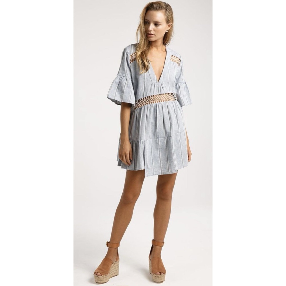 Suboo Tiered Striped Caftan Dress In‎ Desert Muse Size 2 Women's 100% Cotton